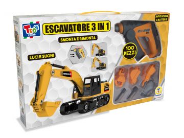 ESCAVATORE 3 IN 1 CON TRAPANI LUCI E SUONI