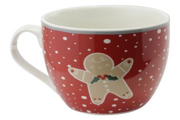 TAZZA DECORO OMINO PAN DI ZENZERO IN PORCELLANA BONE CHINA 490ML