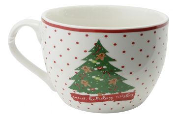 TAZZA DECORO ALBERO DI NATALE IN PORCELLANA BONE CHINA 490ML