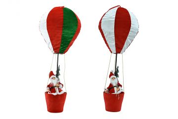 DECORAZIONE MONGOLFIERA CON BABBO NATALE IN TESSUTO D. 40 H. 97CM ASS.