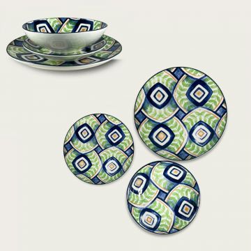 CASA COLLECTION SERVIZIO PIATTI 18PZ SKANDIK VERDE