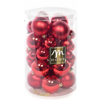 CONFEZIONE 50 PALLINE IN PLASTICA ROSSE LUCIDE/OPACHE ASSORTITE 