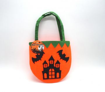 BORSETTA PANNO HALLOWEEN ARANCIO/NERA 20X18/35CM