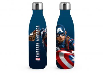 BORRACCIA TERMICA IN ACCIAIO INOX 0.50LT 27X8CM CAPITAN AMERICA