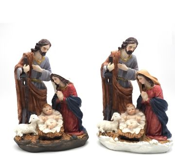 NATIVITÀ PEZZO UNICO SU BASE ROCCIA H. 26CM ASSORTITO