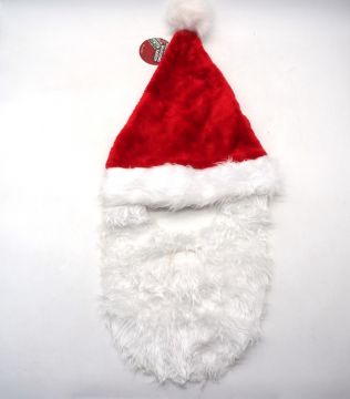 SET CAPPELLO DI BABBO NATALE 28X40CM E BARBA 28X32CM