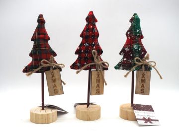 ALBERO DI NATALE SCOZZESE IN PANNO BASE LEGNO 6.5X24CM ASSORTITO