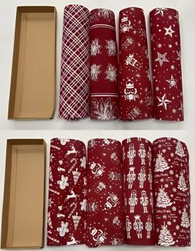 SET 4 TOVAGLIETTE IN VELLUTO ROSSO CON DECORI NATALIZI 45X30CM