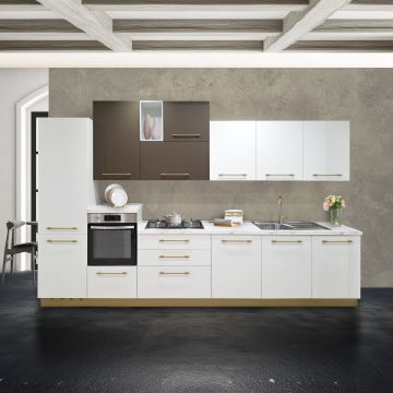 CUCINA UP DESIGN CM 420X60 H.216/240 ROVERE BIANCO E IRON RUGGINE