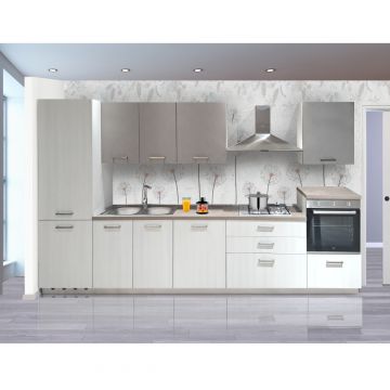 CUCINA IDEA CM 360X60 H. 216 OLMO BIANCO E UTOPIA PIOMBO VERSIONE SINISTRA