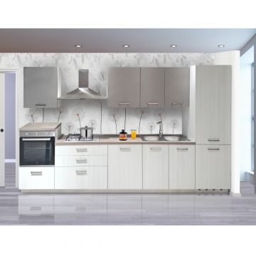 CUCINA IDEA CM 360X60 H. 216 OLMO BIANCO E UTOPIA PIOMBO VERSIONE DESTRA