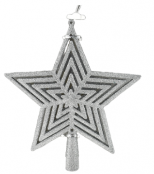 PUNTALE ALBERO A FORMA DI STELLA IN GLITTER ARGENTO