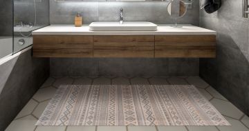 BAMBOO COOL - TAPPETO BAMBU' ETNIC BIANCO-GRIGIO 60X90CM