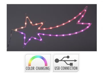 DECORAZIONE STELLA 30 LED RGB MULTICOLOR 60X25CM CON USB