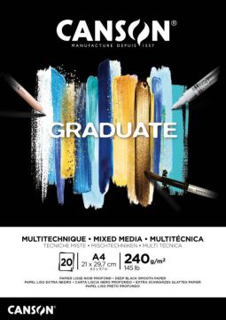 CANSON - ALBUM GRADUATE PER TECNICHE MISTE A4 20 FOGLI NERI