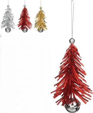 PENDENTE A FORMA DI ALBERO CON CAMPANELLINO H. 12CM ASSORTITO