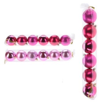 SET 6 PALLINE IN PLASTICA ROSA/FUCSCIA DIAM. 7CM ASSORTITE