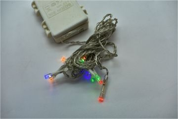 10 LED MULTICOLORE FILO TRASP C/TIMER A BATTERIA USO INT/EST 2M+1M