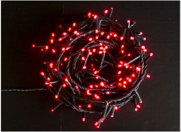 CATENA LUMINOSA 300 LED LUCE ROSSA C/GIOCHI DI LUCE IP44 15M+2M