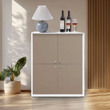 CREDENZA MOD. GIORNO PER GIORNO CM 105.6X45 H. 135.6 NUVOLA FRASSINO E FANGO LISCIO