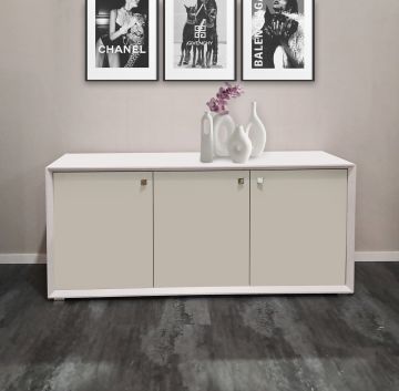 CREDENZA MOD. GIORNO PER GIORNO CM 155.6X45 H. 71.6 NUVOLA FRASSINO E TELE LISCIO