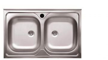 LAVELLO AD APPOGGIO N214 CM 80X50 2 VASHE IN ACCIAIO INOX  