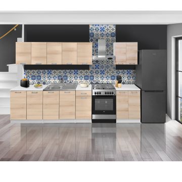 CUCINA COMPLETA MOD. LAYMAN CM.320 BIANCO E ROVERE ARTISAN