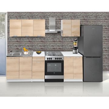 CUCINA COMPONIBILE CM 240  BIANCO E ROVERE ARTISAN