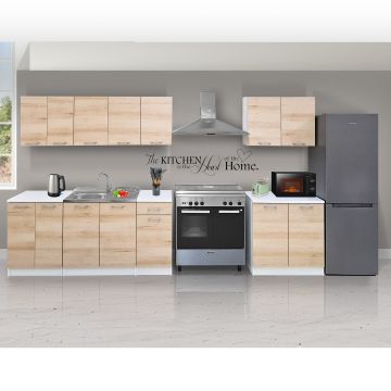 CUCINA COMPONIBILE CM 350 BIANCO E ROVERE ARTISAN