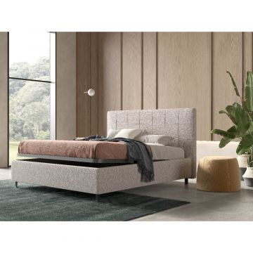 LETTO MATRIMONIALE CONTENITORE IN TESSUTO BEIGE