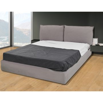 LETTO MATRIMONIALE CONTENITORE MOD. LEILAH IN TESSUTO GRIGIO