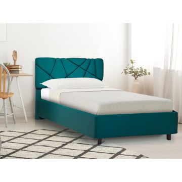 LETTO 1 PIAZZA E MEZZA CONTENITORE MOD. POP IN TESSUTO LYCRA VERDE PETROLIO