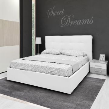 LETTO MATRIMONIALE CONTENITORE MOD. NAPOLI IN ECOPELLE BIANCA