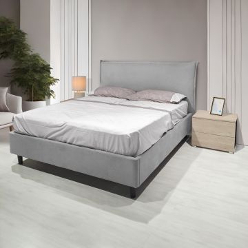 LETTO MATRIMONIALE LINE CON GIROLETTO IN TESSUTO GRIGIO CHIARO