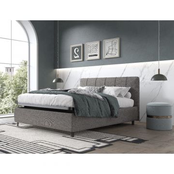 LETTO MATRIMONIALE CONTENITORE IN TESSUTO GRIGIO