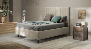 LETTO MATRIMONIALE CONTENITORE MOD. TEDDY TESSUTO BOUCLE' BEIGE