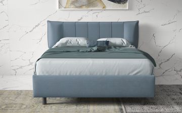 LETTO MATRIMONIALE CONTENITORE MOD. HUG TESSUTO AZZURRO POLVERE