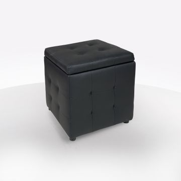 POUF IN ECOPELLE NERO 