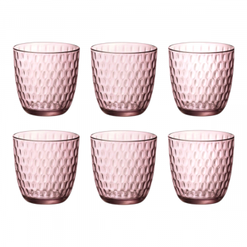 BORMIOLI - SET 6 BICCHIERI ACQUA LINEA SLOT IN VETRO ROSA 29CL 