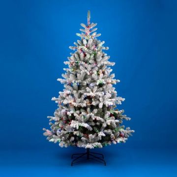 ALBERO DI NATALE FLOCCATO MOD. PINE 210CM CON LED RGB