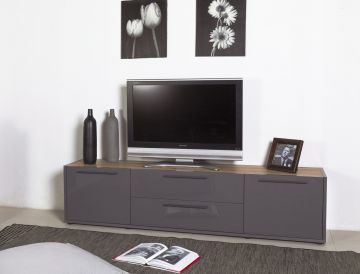 PORTA TV RISERVA ROVERE ARTISAN E GRIGIO TITANIO LUCIDO