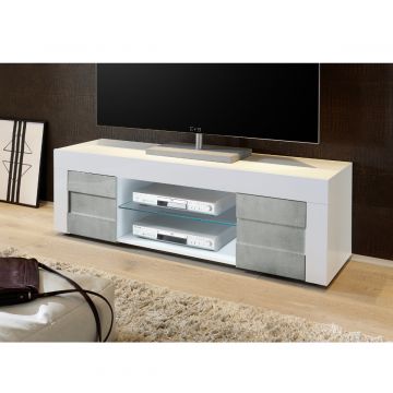 Mobile porta tv 160x41 cm in legno bianco lucido e rovere artisan - Boras  living