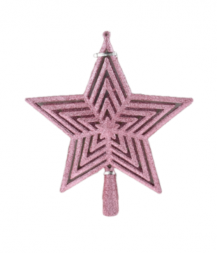 PUNTALE ALBERO A FORMA DI STELLA IN GLITTER ROSA ANTICO