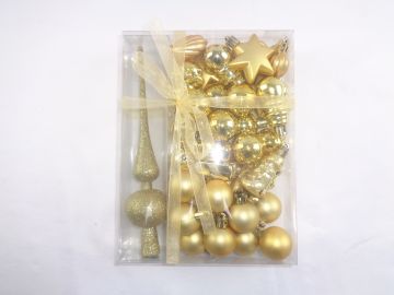 SET 34 PZ DECORAZIONI PER ALBERO IN PLASTICA ORO