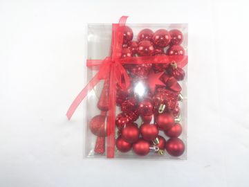 SET 34 PZ DECORAZIONI PER ALBERO IN PLASTICA ROSSO