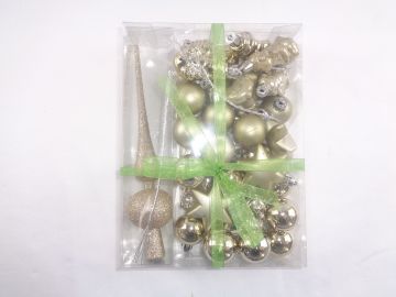 SET 34 PZ DECORAZIONI PER ALBERO IN PLASTICA CHAMPAGNE