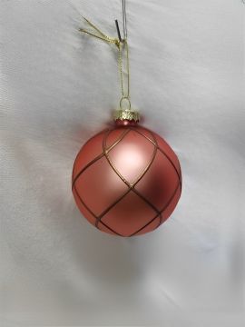 PALLINA IN VETRO ROSA GOLD DIAM. 8CM