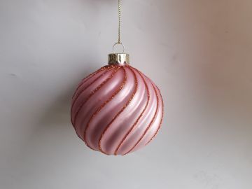 PALLINA IN VETRO ROSA/ORO D 8CM