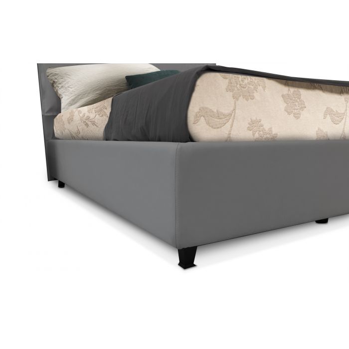 LETTO MATRIMONIALE CON CONTENITORE MOD. LOTO IN ECOPELLE GRIGIO