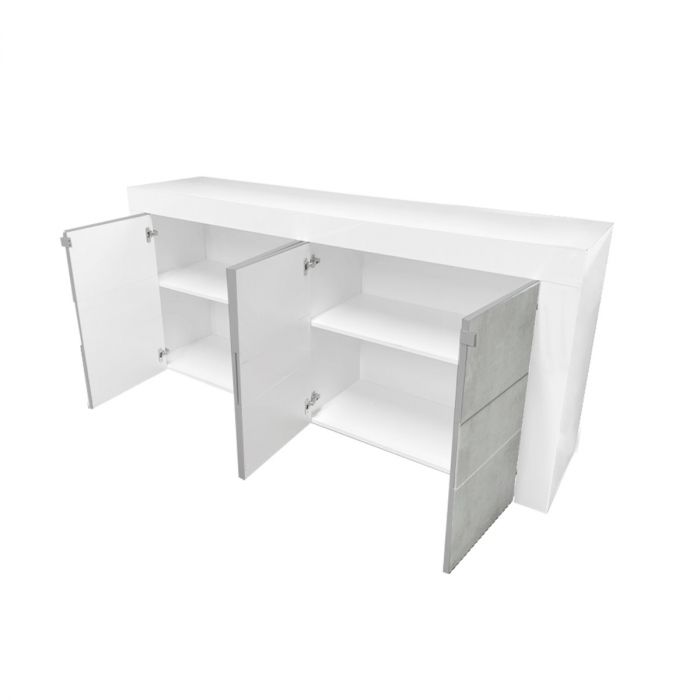 CREDENZA EASY 4 ANTE BIANCO LUCIDO E CEMENTO: vendita online